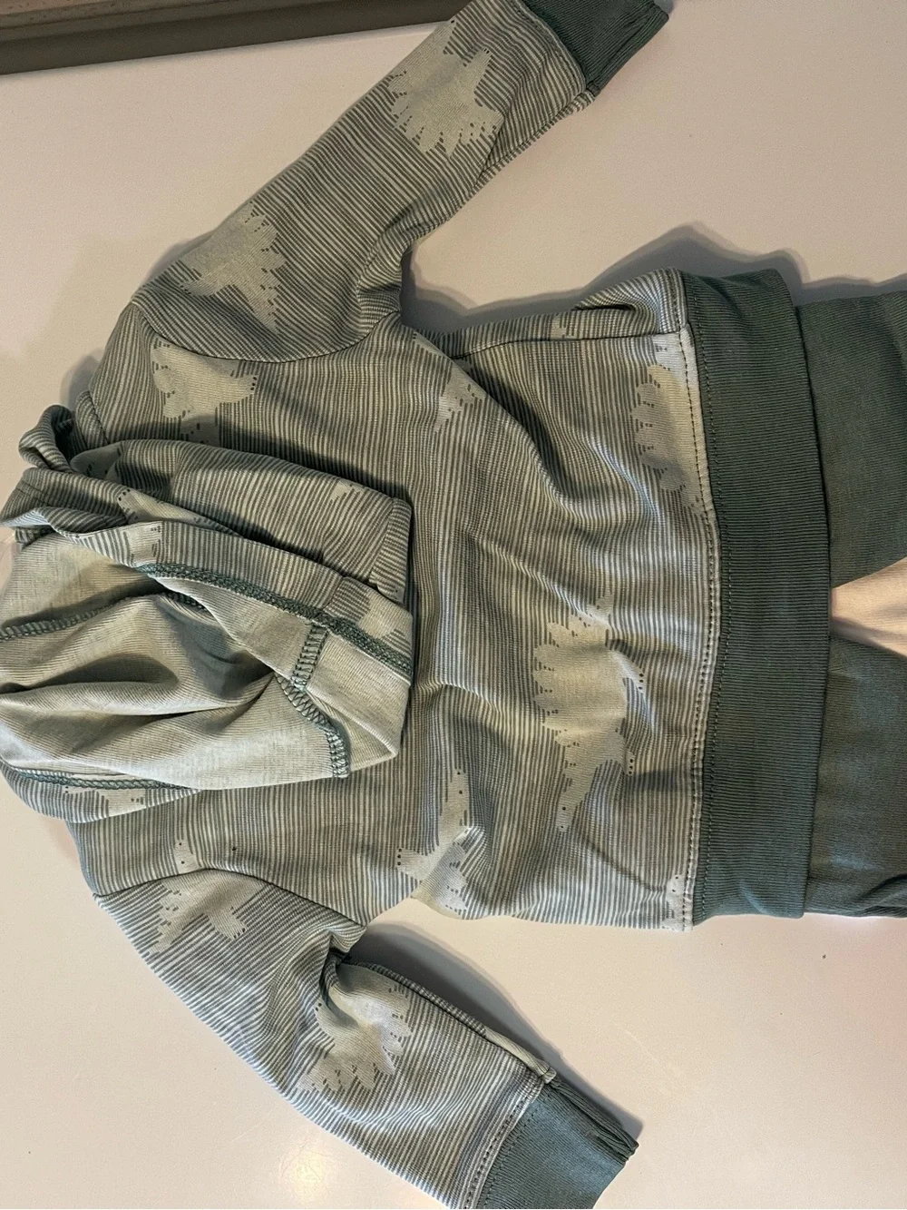 NWT- Green Striped Dinosaur Zip Hooded One-Piece for Kids